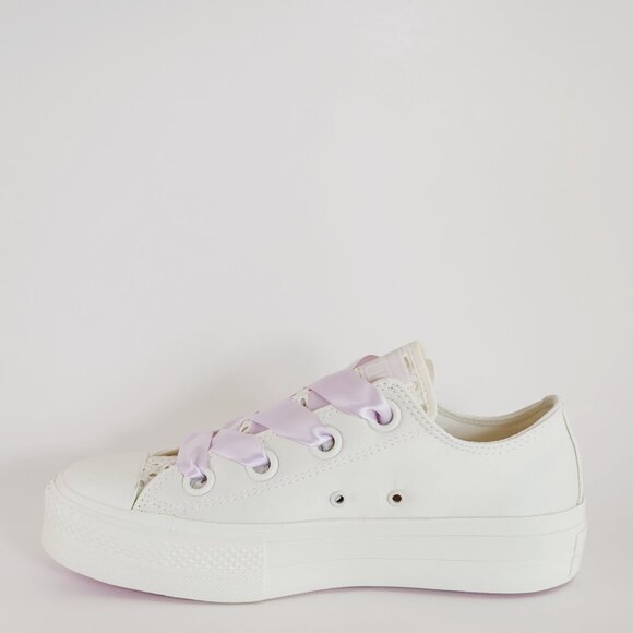 Converse CTAS Lift Ox Matte Satin Egret/Lilac Daze Platform Sneakers A10301C NWT - Picture 3 of 6